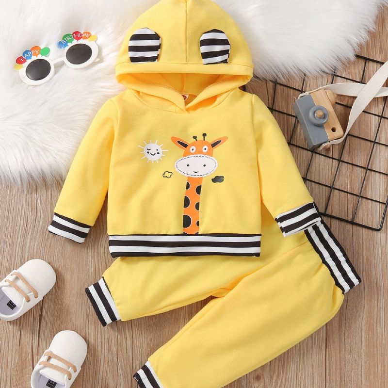 Chlapci & Dívky Giraffe Print Hoodie Set Dětské Oblečení