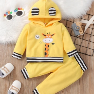 Chlapci & Dívky Giraffe Print Hoodie Set Dětské Oblečení