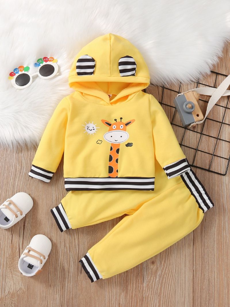 Chlapci & Dívky Giraffe Print Hoodie Set Dětské Oblečení