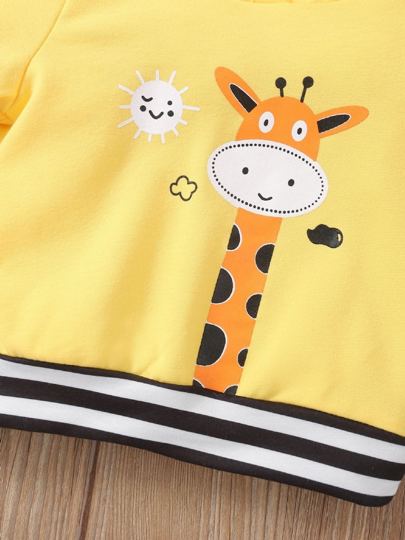 Chlapci & Dívky Giraffe Print Hoodie Set Dětské Oblečení