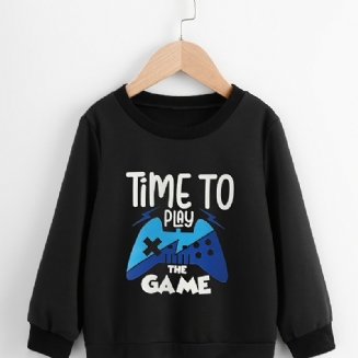 Chlapci Time To Game Potisk Svetr Mikina Pro Volný Čas Crew Dlouhé Rukávy Zateplené Topy Na Zimu