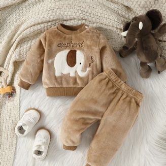 Chlapecká Fleecová Mikina A Tepláky S Kresleným Sloním Vzorem Dětské Oblečení Na Zimu