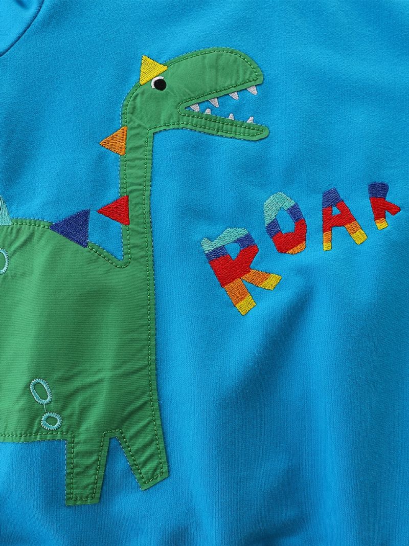 Chlapecká Ležérní Mikina Crew Neck Pullover S Potiskem Kresleného Dinosaura Na Zimu