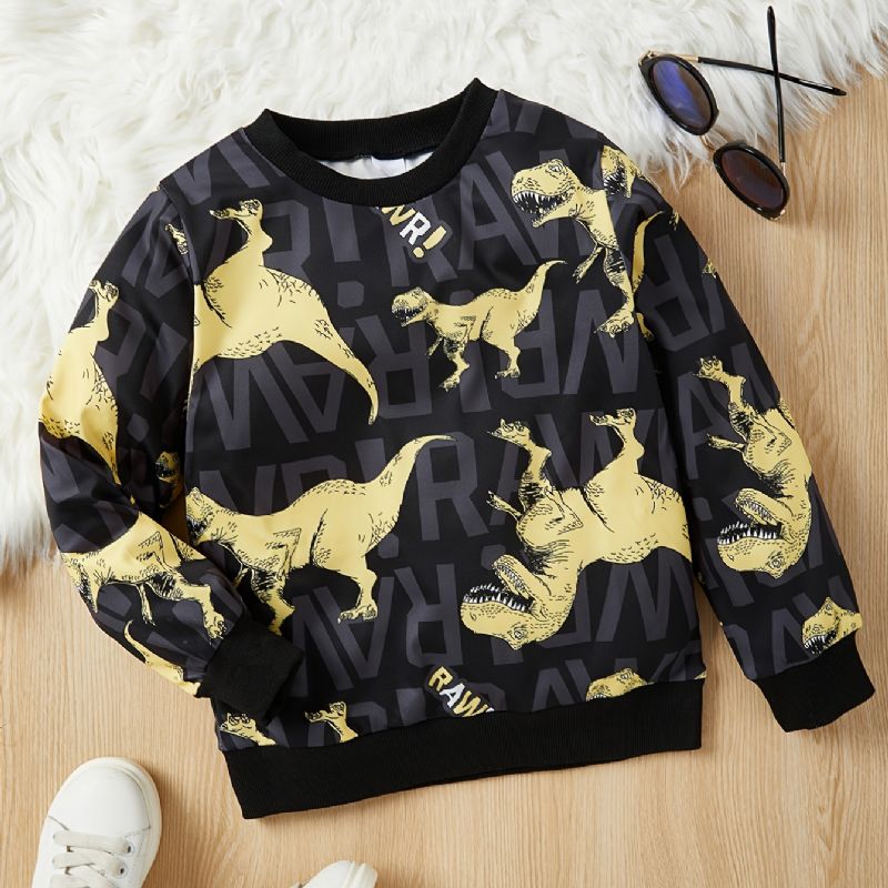 Chlapecká Ležérní Mikina S Kresleným Dinosaurem Letter Print Pullover Na Zimu