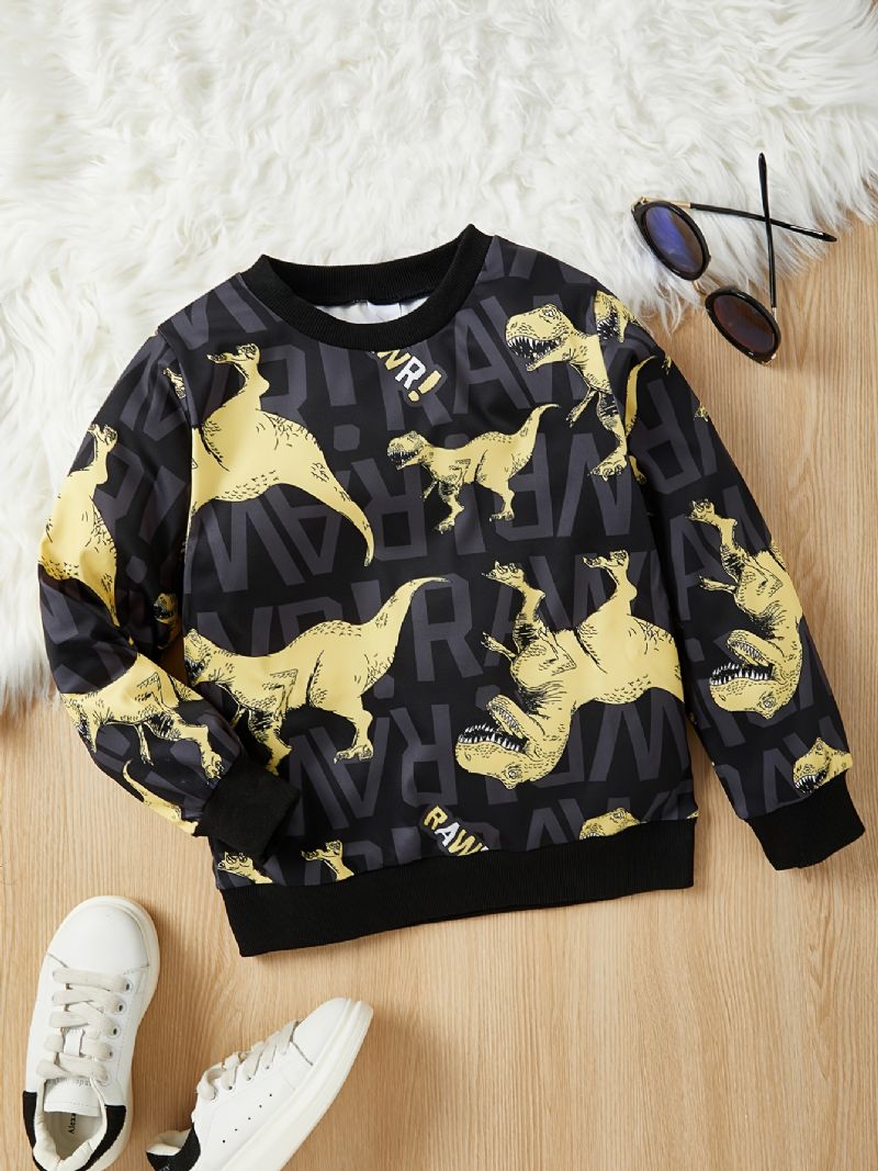 Chlapecká Ležérní Mikina S Kresleným Dinosaurem Letter Print Pullover Na Zimu