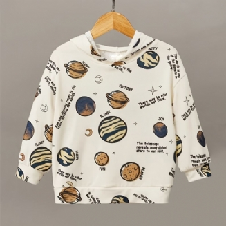 Chlapecká Mikina Planet Print S Dlouhým Rukávem Topy Dětského Oblečení