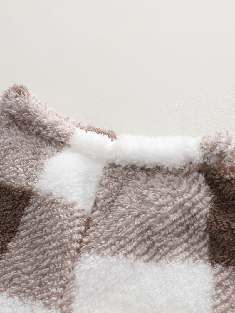 Chlapecké Fleecové Ležérní Mikiny A Kalhoty S Kostkovaným Vzorem Pro Zimní Dětské Oblečení
