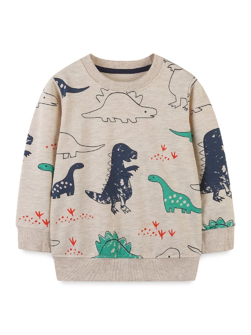 Chlapecký Svetr Dinosauří Potisk Posádka Výstřih Dlouhý Rukáv Mikina Topy Dětské Oblečení