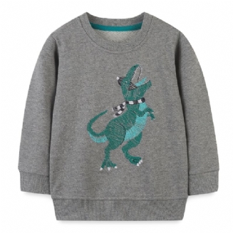 Chlapecký Svetr Kreslený Dinosaurus Grafika Posádka Mikina S Dlouhým Rukávem Dětské Oblečení