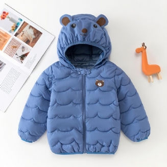 Chlapecký Zateplený Kabátek S Kapucí A Kresleným Medvědím Designem Na Podzim A Zimu Nové