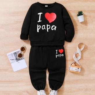 Dívčí Mikina I Love Papa Pullover & Odpovídající Kalhoty Jogger Pants Dětské Oblečení