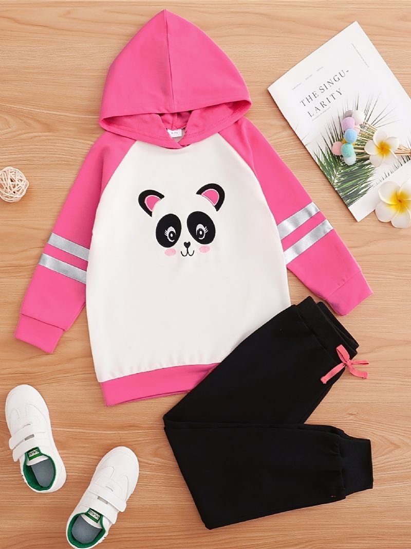 Dívčí Mikina Kalhoty S Dlouhým Rukávem Roztomilá Panda S Potiskem S Kapucí 2dílná Sada