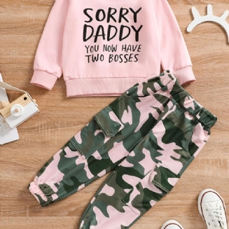 Dívčí Mikina Pro Batolata A Kalhoty Camo Cargo Sorry Tatínkův Two Bosses