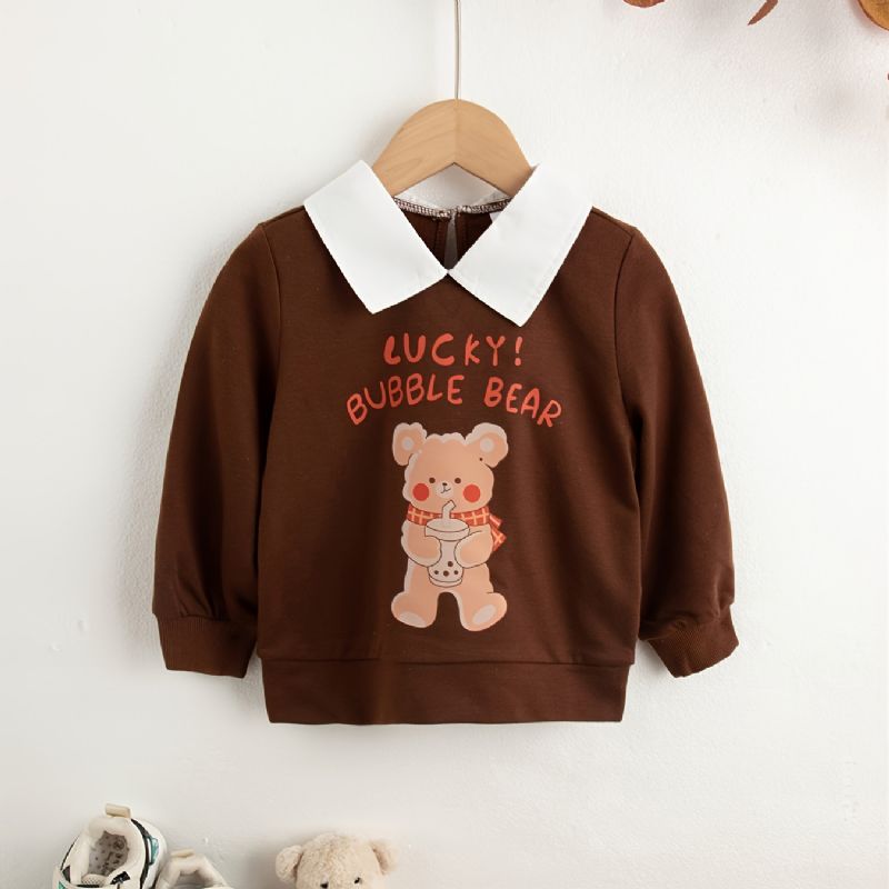 Podzim Zima New Chlapci Cute Bear Potištěná Falešná Dvoudílná Mikina S Klopou