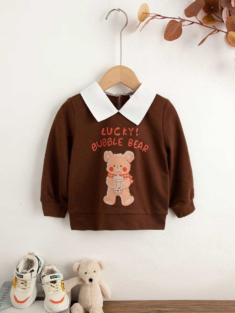 Podzim Zima New Chlapci Cute Bear Potištěná Falešná Dvoudílná Mikina S Klopou