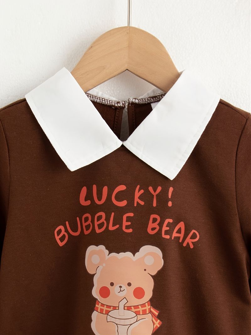 Podzim Zima New Chlapci Cute Bear Potištěná Falešná Dvoudílná Mikina S Klopou