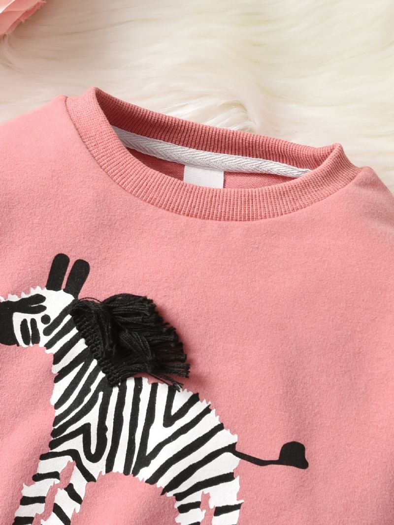 Podzimní A Zimní Batolecí Dívčí Mikina Zebra S Kulatým Výstřihem Pro Volný Čas