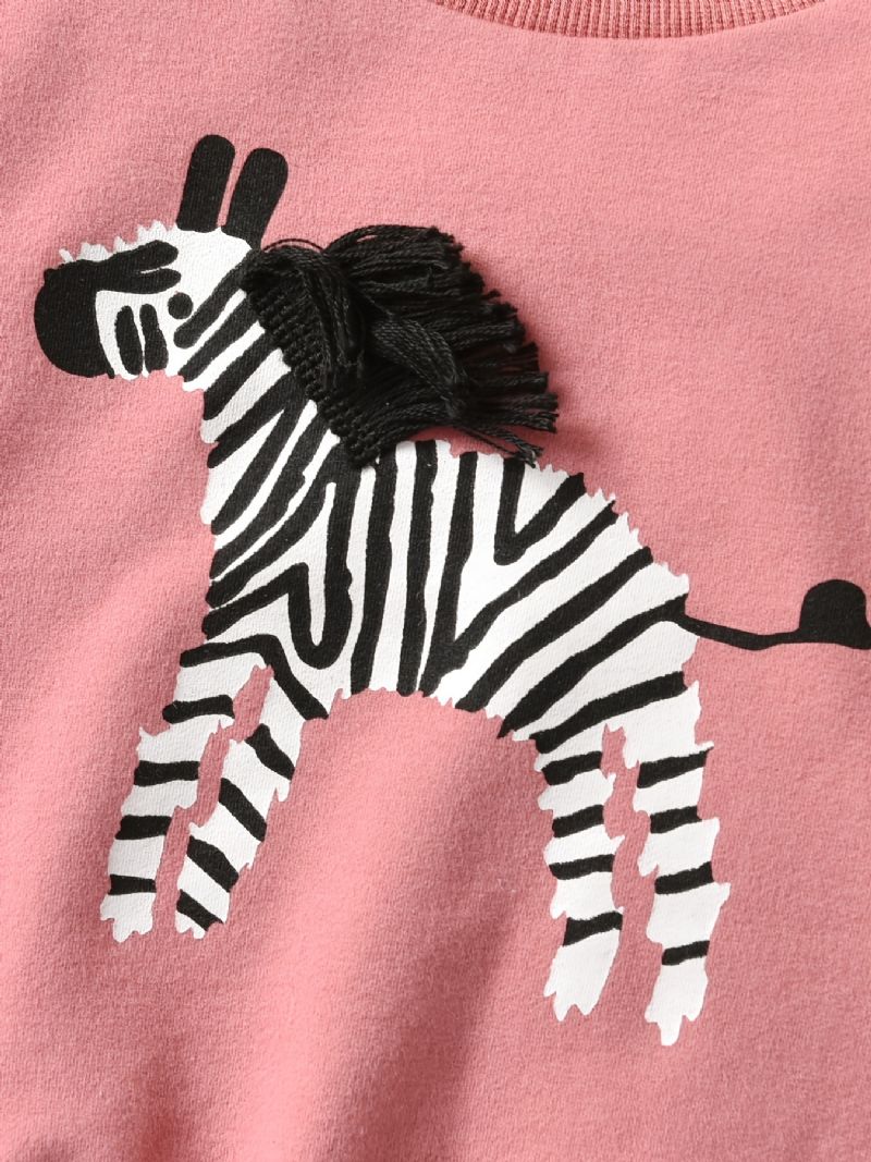 Podzimní A Zimní Batolecí Dívčí Mikina Zebra S Kulatým Výstřihem Pro Volný Čas