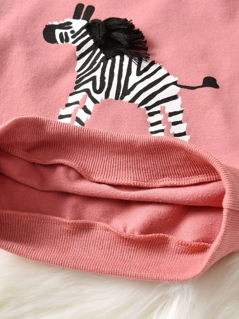 Podzimní A Zimní Batolecí Dívčí Mikina Zebra S Kulatým Výstřihem Pro Volný Čas