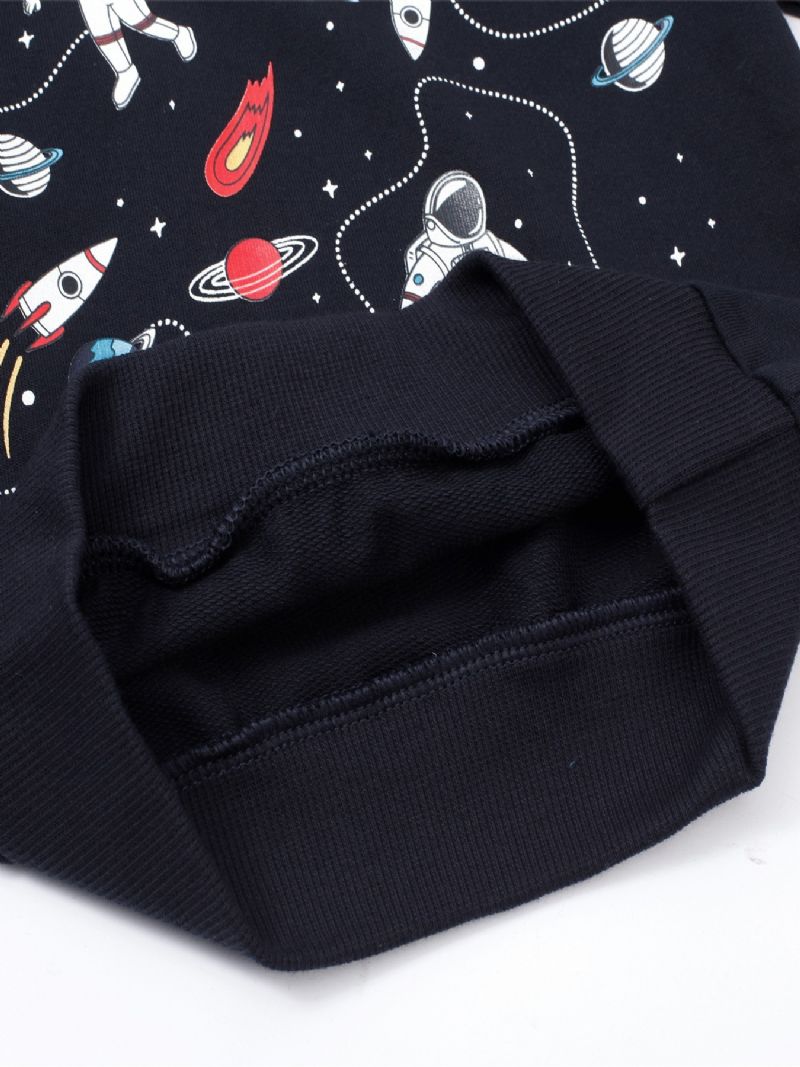 Zimní Mikina Popshion Chlapci Astronaut Print Dlouhý Rukáv Svetřík S Výstřihem