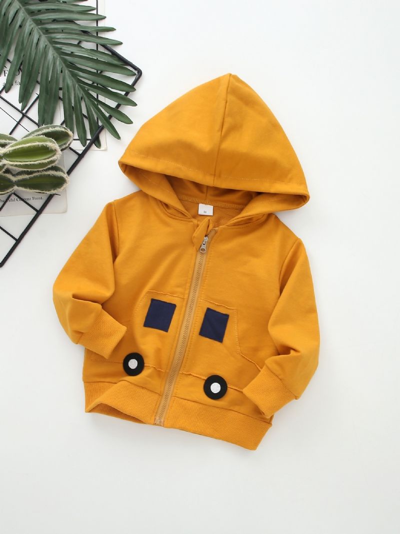 Zimní Teplá Mikina S Kapucí Na Zip S Nápisem Chlapci Car Print