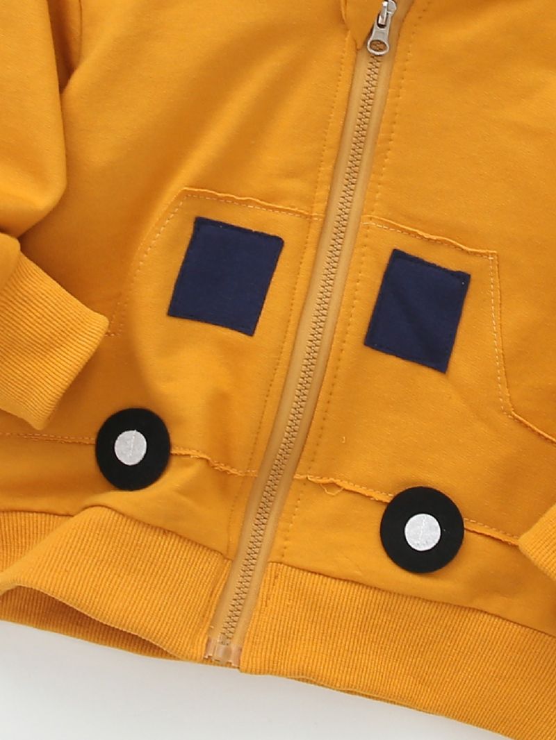 Zimní Teplá Mikina S Kapucí Na Zip S Nápisem Chlapci Car Print