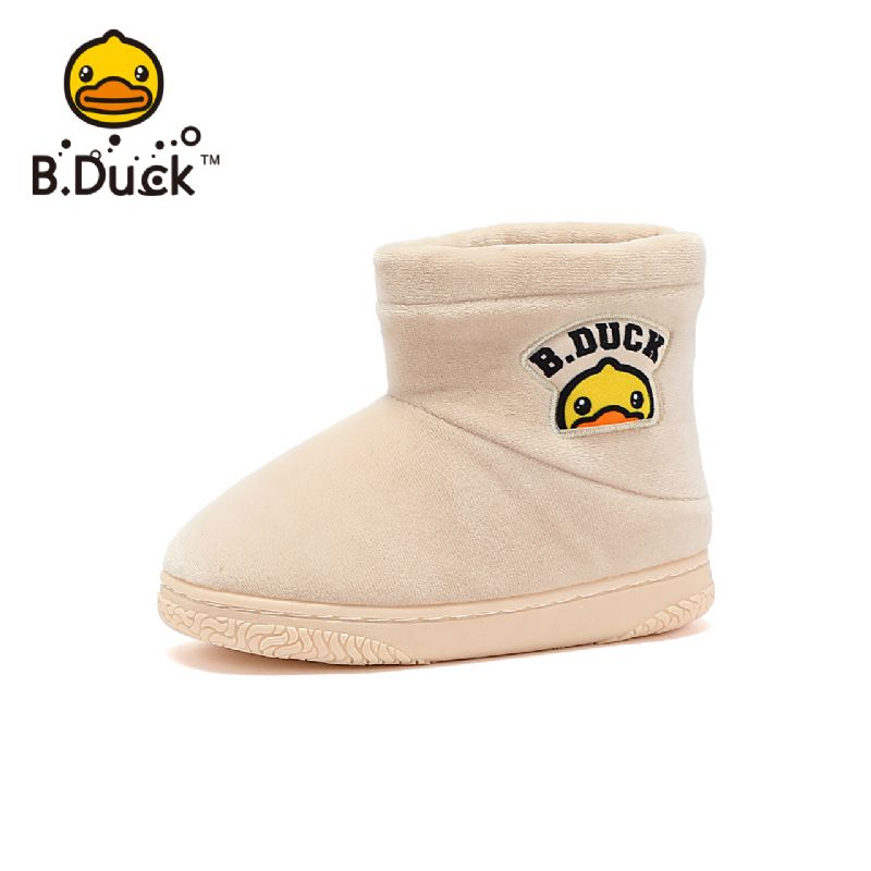 B.duck Chlapci Velvet Boots Protiskluzové Termoboty S Měkkou Podrážkou S Kresleným Potiskem Kachny Pro Vnitřní A Venkovní Zimu Novinka