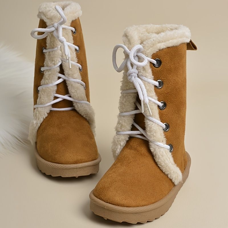 Chlapci Dívčí Sněhule Zimní Boty S Měkkou Podrážkou Protiskluzové High Top Fleece Zateplené Šněrováním
