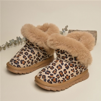 Dívčí Leopardí Vzor Fleece Ležérní Teplé Venkuové Sněhule Boty Na Zimu