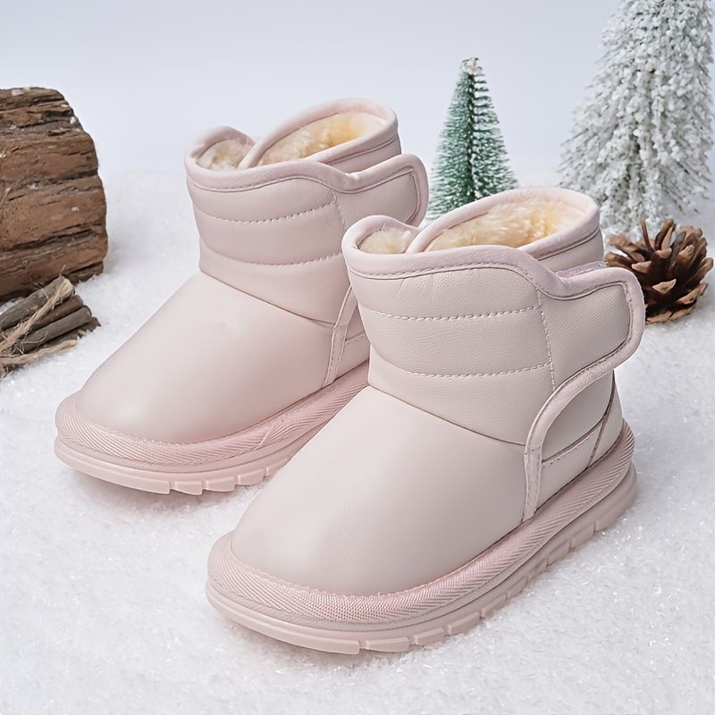 Dívčí Růžové Kožené Boty Do Sněhu Teplé