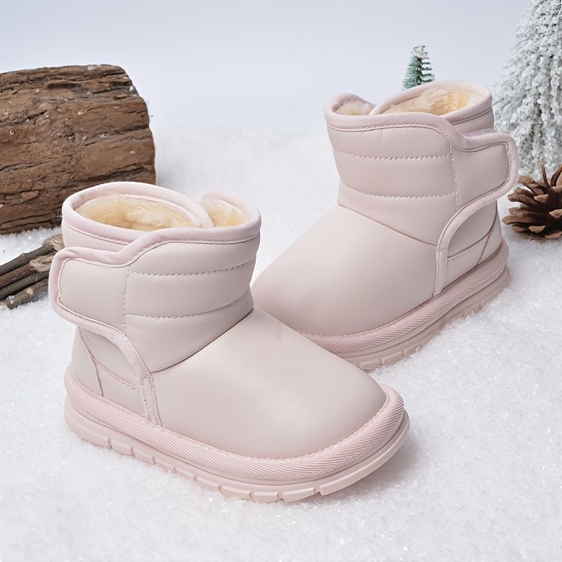Dívčí Růžové Kožené Boty Do Sněhu Teplé