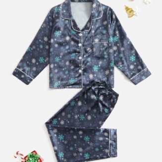 2 Ks Dívčí A Chlapecké Vánoční Modré Ležérní Pyžamo