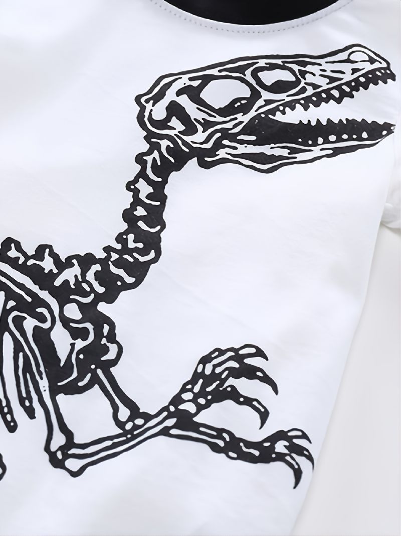 2ks Chlapci Casual Crew Neck Dinosaur Print Pyžamové Sady Dětské Oblečení