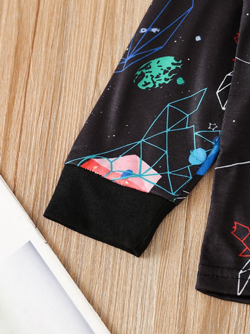 2ks Chlapci Planet Printed Blůzy & Kalhoty Pyžamo Set
