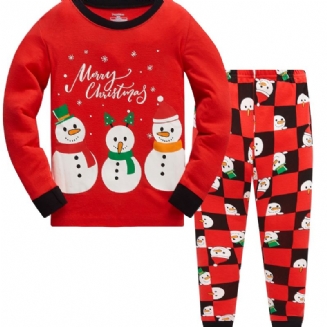 2ks Chlapecké Vánoční Pulovr Pyžamové Kalhoty Sněhuman Vzor