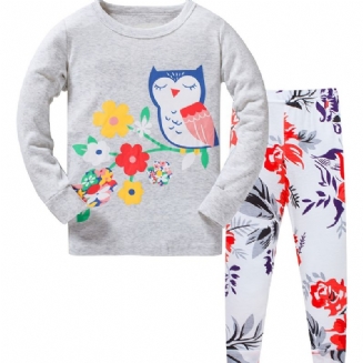 2ks Dívčí Ležérní Roztomilý Kreslený Pyžamový Set S Pulovrem A Kalhotami Na Zimu