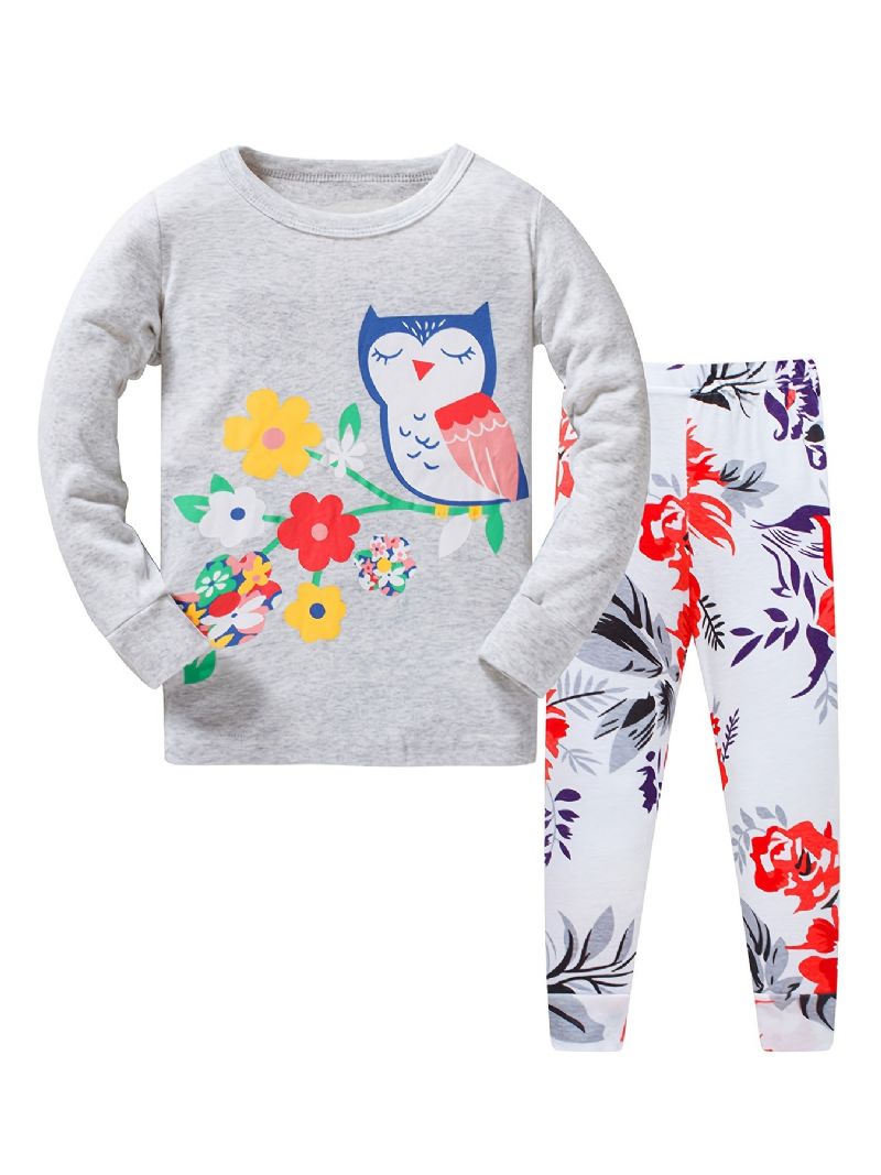 2ks Dívčí Ležérní Roztomilý Kreslený Pyžamový Set S Pulovrem A Kalhotami Na Zimu