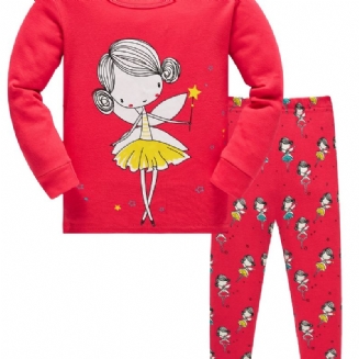 2ks Dívčí Roztomilý Kreslený Pyžamový Set S Termopulovrem A Kalhotami Na Zimu