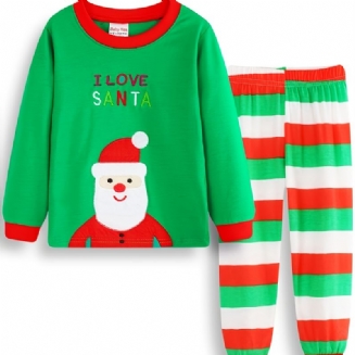 2ks Dětské Vánoční Bavlněné Pyžamo S Dlouhým Rukávem