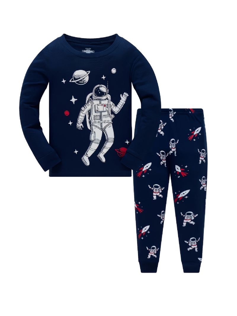 Batole Dětský Chlapecký Pyžamový Set Tričko S Dlouhým Rukávem A Kalhoty S Astronautským Vzorem Na Podzim Zima Novinka
