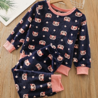 Batole Děťátko Pyžamo Family Outfit Roztomilý Medvěd Potisk S Kulatým Výstřihem Dlouhý Rukáv Top & Kalhoty Set Pro Dívky Dětské Oblečení