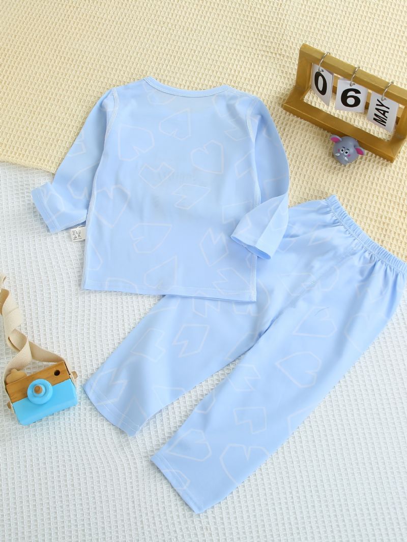 Batole Děťátko Pyžamo Rodinný Outfit Zvířátka Potisk S Kulatým Výstřihem Dlouhý Rukáv Top & Kalhoty Set Pro Dívky Dětské Oblečení