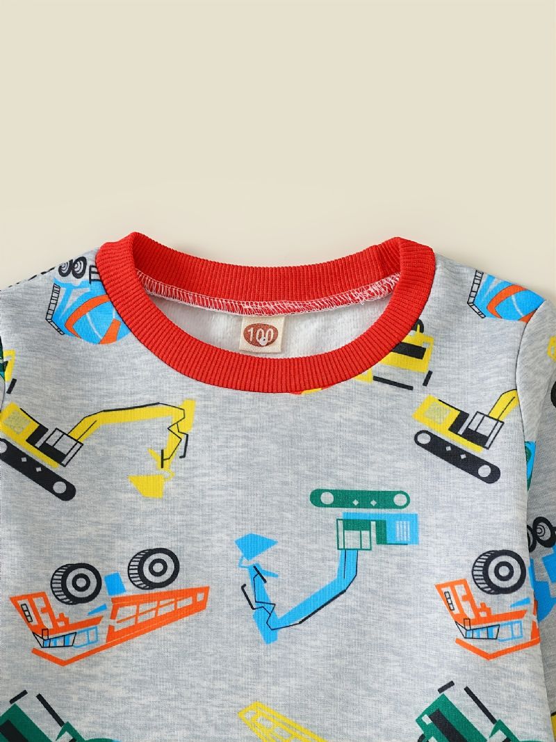 Chlapci Cartoon Car Dlouhý Rukáv Crewneck Top Kalhoty Pyžamo Set