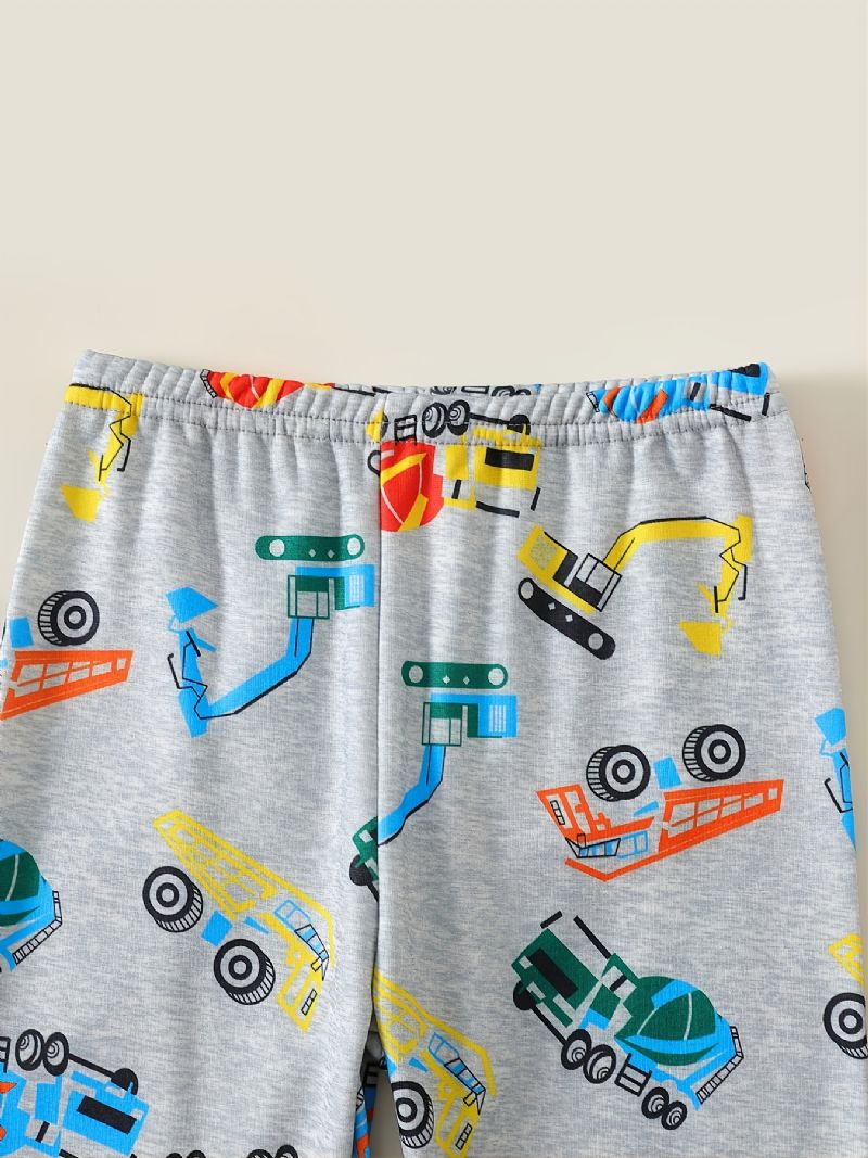 Chlapci Cartoon Car Dlouhý Rukáv Crewneck Top Kalhoty Pyžamo Set