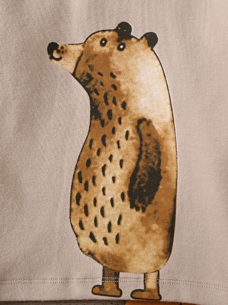 Chlapecká Sada Pyžama S Kresleným Zvířecím Potiskem Pro Volný Čas Se Svetrem S Dlouhým Rukávem A Soupravou Kalhot