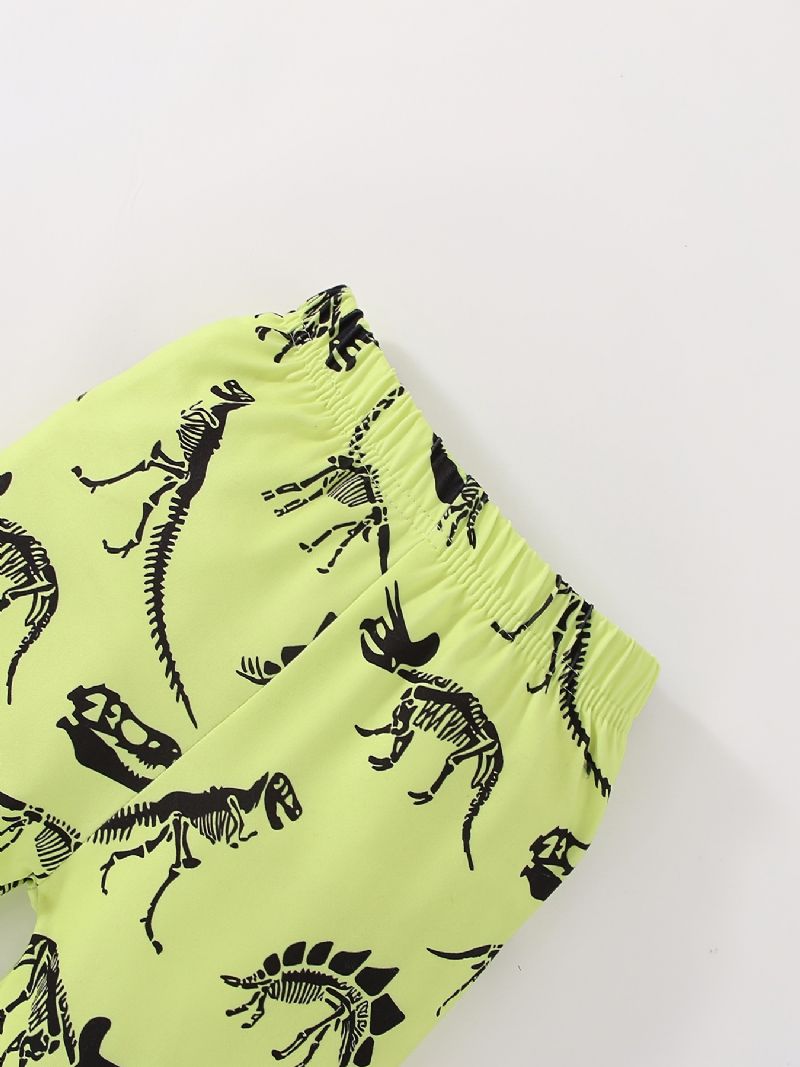 Chlapecké Pyžamo Dinosauří Potisk S Kulatým Výstřihem A Dlouhým Rukávem Set Top & Kalhoty