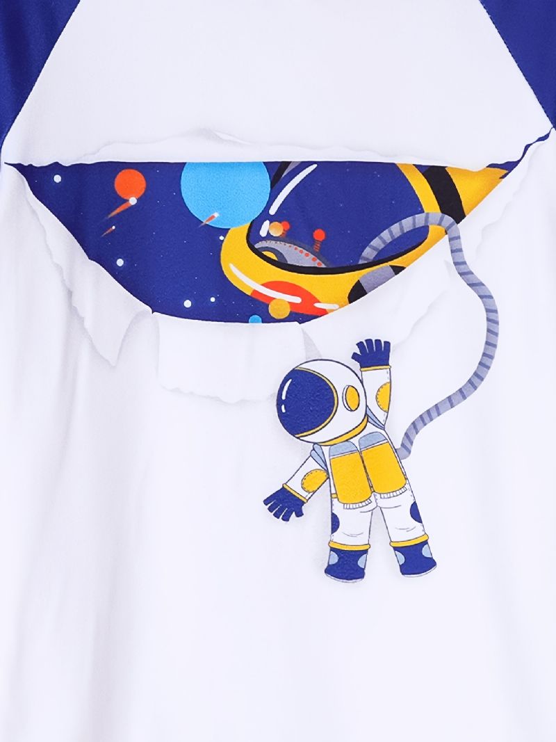 Chlapecké Pyžamo Rodinné Oblečení Astronaut Potisk S Kulatým Výstřihem Tričko A Šortky S Krátkým Rukávem Set Dětské