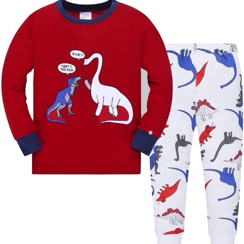 Chlapecké Pyžamo Rodinné Oblečení Kreslený Dinosaurus Potisk S Kulatým Výstřihem Dlouhý Rukáv Top & Kalhoty Set Dětské