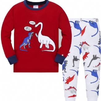 Chlapecké Pyžamo Rodinné Oblečení Kreslený Dinosaurus Potisk S Kulatým Výstřihem Dlouhý Rukáv Top & Kalhoty Set Dětské