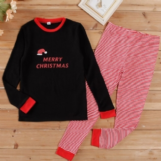 Chlapecké Pyžamo Rodinné Vánoční Oblečení Dopis S Kulatým Výstřihem Top A Pruhované Kalhoty Set Dětské